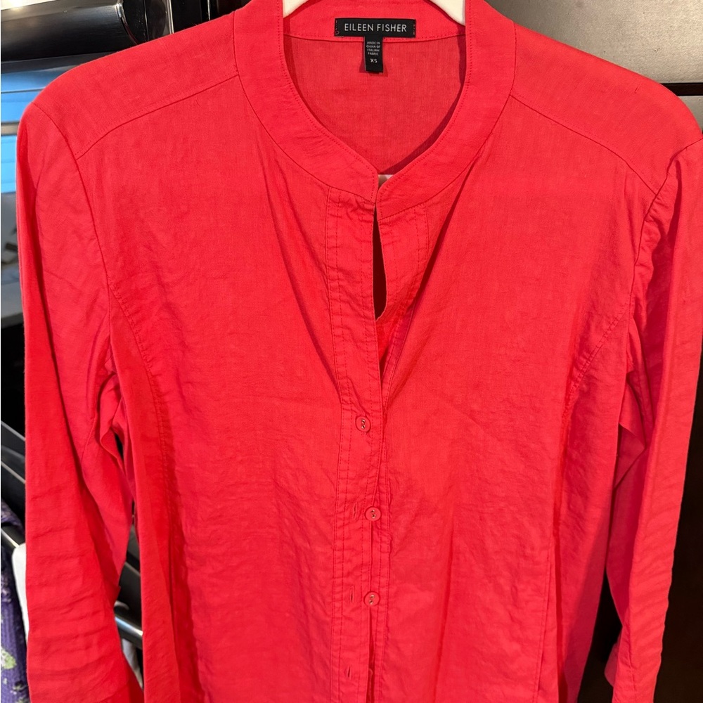 Eileen Fisher Women's Red Button-Up Top